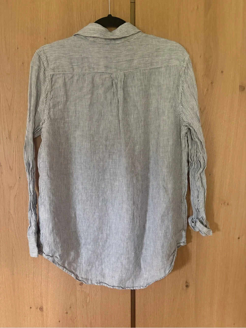 Quince Euro Blue Striped Linen Button-Down Shirt - Picture 4 of 4